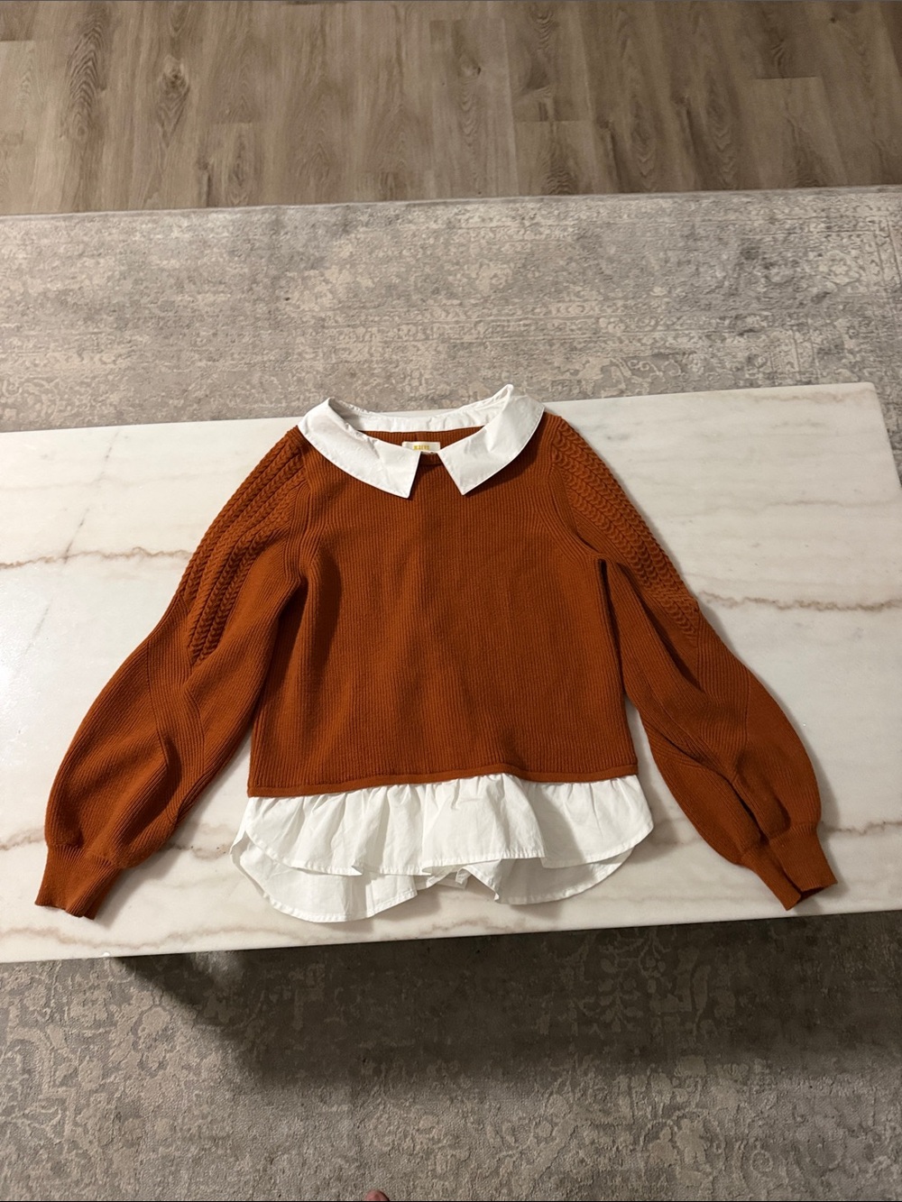 Anthropologie Rust Orange Balloon-Sleeve Knit Sweater 🍂 - Picture 6 of 10